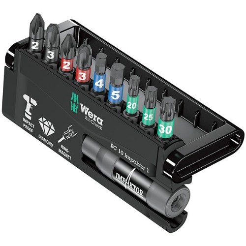 Bitssats 1/4" WERA Bit-Check 10 Impaktor 1