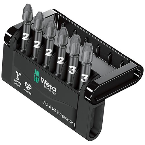 Bitssats 1/4" WERA Bit-Check 6 PZ Impaktor 1