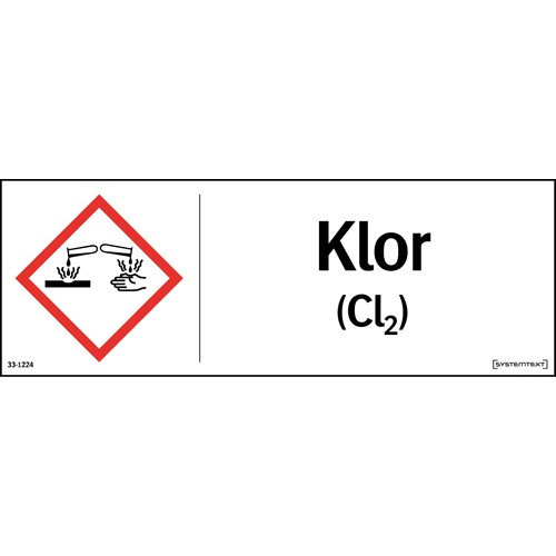 Skylt CLP klor (CI2)