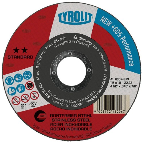 Kapskiva TYROLIT Standard Rostfritt Typ 41