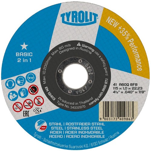Kapskiva TYROLIT Basic 2in1 Stål/Rfr Typ 41