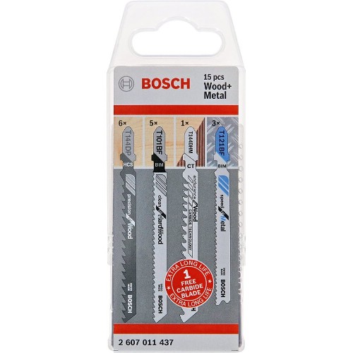 Sticksågbladsats BOSCH Wood and Metal 15 delar