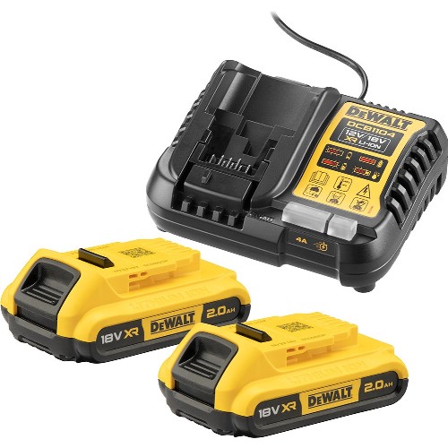 Laddare- och batteripaket DEWALT 2x18 V 2,0 Ah Li-Ion