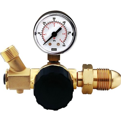 Regulator SIEVERT med justerbart tryck, slangbrottsventil, manometer