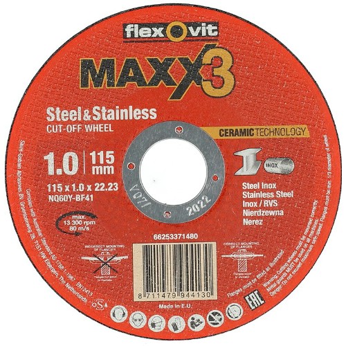 Kapskiva FLEXOVIT Maxx3 Steel/Inox Typ 41