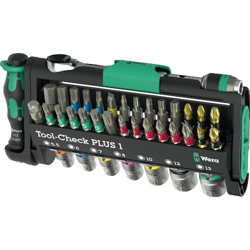 Bits- och hylsnyckelsats 1/4" WERA Tool-Check Plus 1