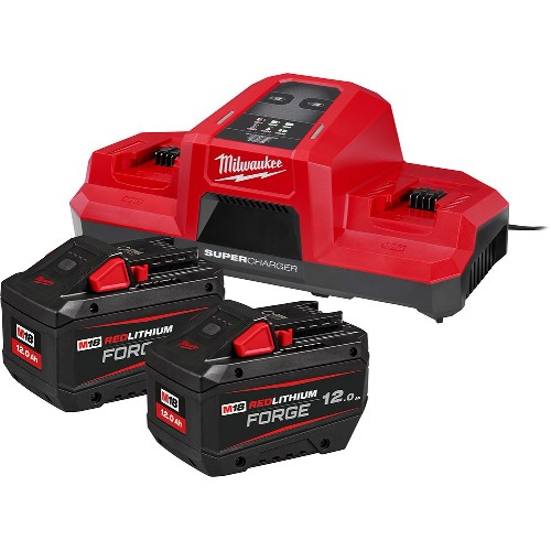 Laddare- och batteripaket MILWAUKEE 2x18 V 12,0 Ah Li-Ion Forge